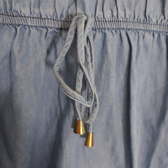 Cute short chambray dress with drawstring waist - Picture 5 of 8